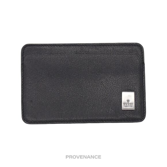 🔴 Gucci Placard Logo Card Holder Wallet - Black Leather - Picture 1 of 7